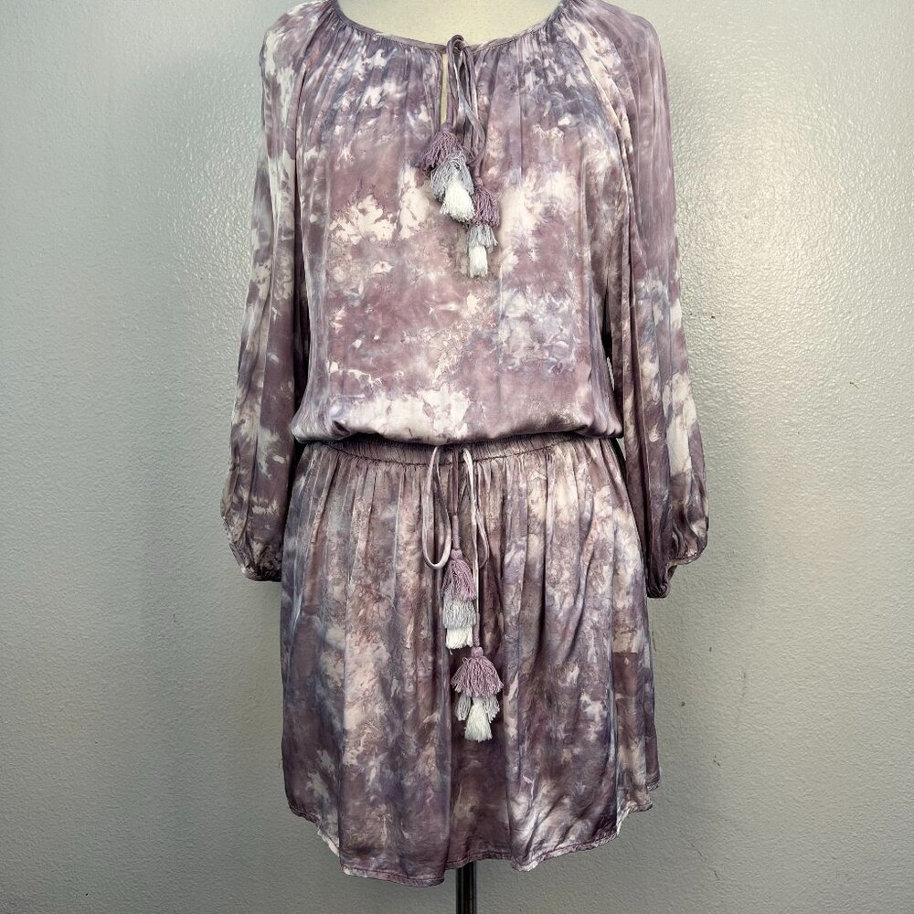 Young Fabulous & Broke Purple White Tie Dye Tassel Mini Dressโ Size Small